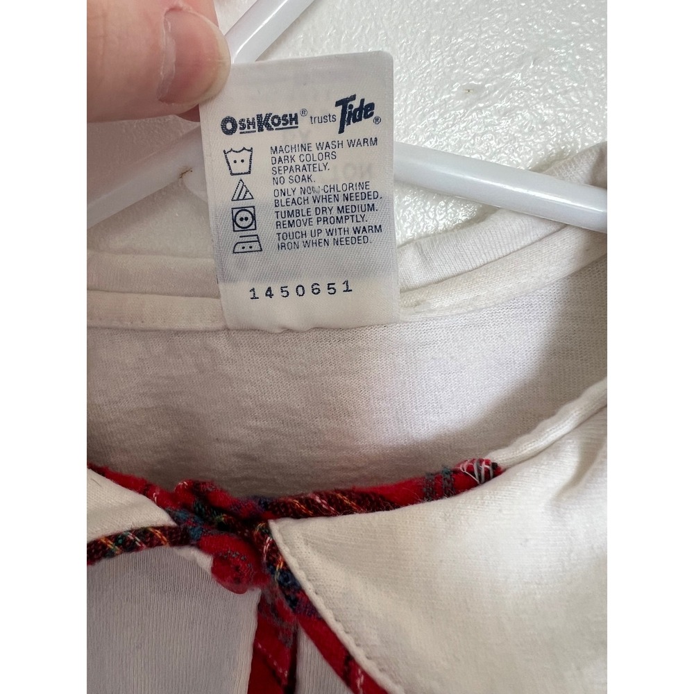 Vintage OshKosh Bgosh Girls White Plaid Trim Peter Pan Collar Polo Shirt 6X USA - Picture 6 of 6
